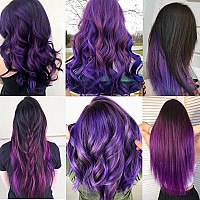 12PCS Colored Purple Hair Extensions Clip in Colorful Hair Extensions 22 Inch Rainbow Hair Extensions for Kids Women's Gifts Blue Hair Extensions (22inch,Purple)