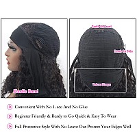 Isee Hair Headband Human Hair Wigs 180 Density Water Wave Curly None Lace Front Wigs For Black Women Glueless Deep Wave Machine