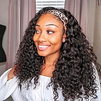 Isee Hair Headband Human Hair Wigs 180 Density Water Wave Curly None Lace Front Wigs For Black Women Glueless Deep Wave Machine