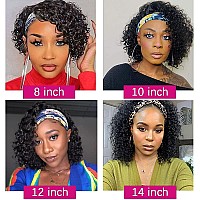 Legendhair Deep Wave Headband Wig Short Curly Pixie Cut Headband Wigs Human Hair None Lace Front Wigs For Black Women 180 Densi