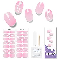 Dukasou Semi Cured Gel Nail Strips 28Pcs Real Nail Polish Art Stickerswraps Need Uv Light Includes Prep Pads Nail File Woo