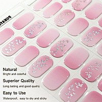 Dukasou Semi Cured Gel Nail Strips 28Pcs Real Nail Polish Art Stickerswraps Need Uv Light Includes Prep Pads Nail File Woo