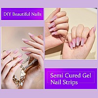 Dukasou Semi Cured Gel Nail Strips 28Pcs Real Nail Polish Art Stickerswraps Need Uv Light Includes Prep Pads Nail File Woo