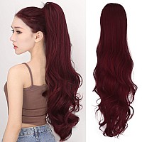 JHZSJF Red ponytail Extension Wavy Drawstring Ponytails,Long Body Clip Hair Extensions Fake Hair Pieces For Women Girls (28 inches, 28