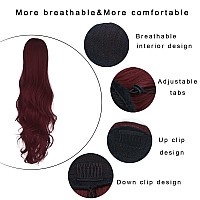 JHZSJF Red ponytail Extension Wavy Drawstring Ponytails,Long Body Clip Hair Extensions Fake Hair Pieces For Women Girls (28 inches, 28