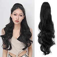 JHZSJF Wrap Around Drawstring Curly Wavy Ponytail Extension 24