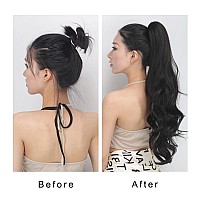 JHZSJF Wrap Around Drawstring Curly Wavy Ponytail Extension 24