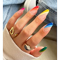 Vaveah Stiletto Press On Nails Medium Acrylic Fake Nails Glue On Nails False Nails With Glue For Women And Girls Colorful Sti