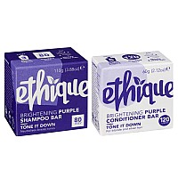 Ethique Tone It Down Giftpack Purple Shampoo For Blonde Hair And Gray Hair Conditioner Bar Set Vegan Ecofriendly Plasti