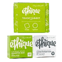 Ethique Touchy Scalps Giftpack Calming Shampoo Bar Conditioner Bar Set For Dry Flakey Itchy Scalps Vegan Ecofriendly P