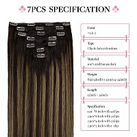 Maxita Human Hair Clip In Extensions80G 12 Inch 7Pcs Balayage Dark Brown Mixed Chestnut Brown Hair Extensions Clip In Human Ha