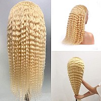 Grcabeir 40Inch 613 Blonde Lace Front Wig Human Hair 13X6 180 Density Deep Wave Hd Transparent Lace Front Wigs Pre Plucked With