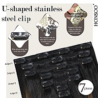 Honsoo Clip In Hair Extensions Real Human Hair Natural Black To Chestnut Brown 70G 7Pcs 12Inch Short Hair 100 Remy Human Hair G