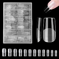 Zahrvai Nail Tips Square 432Pcs Half Matte Press On Full Cover Acrylic Nails 12 Sizes Pre Shape Soft Gel Fake Nail Tips For N