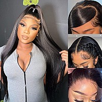 Miss Flower 250 Density Ultrathin Invisible Hd Lace Front Wigs Human Hair 24Inch Real Full Large Lace Space 13X4 Straight Fron