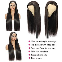 Miss Flower 250 Density Ultrathin Invisible Hd Lace Front Wigs Human Hair 24Inch Real Full Large Lace Space 13X4 Straight Fron