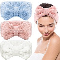 3 Pieces Towel Headbands For Women Makeup Headband For Washing Face Makeup Spa Headband Microfiber Bowtie Shower Headband For W