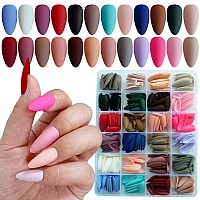 Loveourhome 576Pc Almond Press On Nails Medium Fake Nails Short Stiletto Acrylic Nails Press Ons Nail Almond False Nail Tips Ful