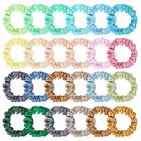 24Pcs Satin Scrunchies 20 Colors Comfortable Silk Hair Scrunchies Skinny Hair Ties Elastics Ponytail Holders For Women Girls Gi