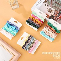 24Pcs Satin Scrunchies 20 Colors Comfortable Silk Hair Scrunchies Skinny Hair Ties Elastics Ponytail Holders For Women Girls Gi