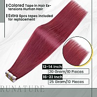 Runature Invisible Tape In Hair Extensions Human Hair 22 Inch Tape In Hair Extensions Burgundy Human Hair Tape In Extensions Bur