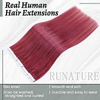 Runature Invisible Tape In Hair Extensions Human Hair 22 Inch Tape In Hair Extensions Burgundy Human Hair Tape In Extensions Bur