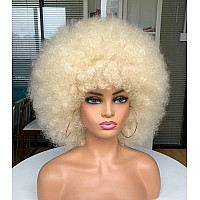 Annisoul Afro Wigs For Black Women Short Curly Afro Kinky Wig 70S Bouncy Huge Fluffy Puff Wigs Premium Synthetic For Cosplay And