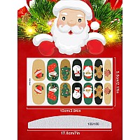 12 Sheets Christmas Nail Polish Stickers Ebanku Adhesive Full Nail Wraps Santa Claus Penguin Snowflake Design Nail Art Decals S