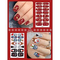 12 Sheets Christmas Nail Polish Stickers Ebanku Adhesive Full Nail Wraps Santa Claus Penguin Snowflake Design Nail Art Decals S