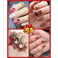 12 Sheets Christmas Nail Polish Stickers Ebanku Adhesive Full Nail Wraps Santa Claus Penguin Snowflake Design Nail Art Decals S