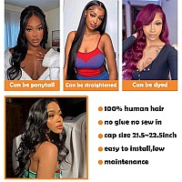 FASCARA Body Wave Lace Front Wigs for Black Women Human Hair Pre Plucked with Baby Hair 13x4 HD Transparent Lace Front Wigs Brazilian Human Hair 180% Density Natural Color(28 Inch)