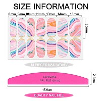 Silpecwee 16 Sheets Nail Polish Stickers Full Nail Wraps Marble Nail Polish Strips Self Adhesive Gel Nail Strips Fingernails Sti