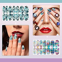 Silpecwee 16 Sheets Nail Polish Stickers Full Nail Wraps Marble Nail Polish Strips Self Adhesive Gel Nail Strips Fingernails Sti