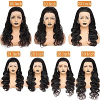 Lace Front Wigs Human Hair Body Wave For Black Women 13x4 HD Transparent Lace Frontal Wigs Pre Plucked with Baby Hair Brazilian Human Hair Wigs 100% Human Hair 180% Density Natural Color(24 Inch)