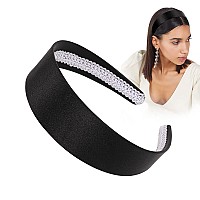 Ivyu Black Headband Wide Headbands For Women 70S Headband Halloween Satin Headbands For Adults Girls 60S Headband Hard Head Ba