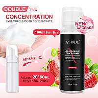 Actrol Eyelash Cleanser Concentrate 100Ml Strawberry Professional Lash Shampoo Foaming Cleanser Paraben Sulfate Free Nonlrrit