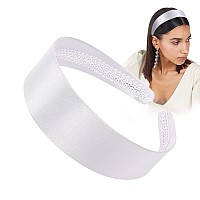 White Headband Halloween Headbands For Women Thick Head Band 60S Headband White 70S Headband For Adults Satin Headbands For Wo