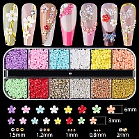 Mixed 3D Nail Art Gem Decoration Accessories Kit #2, Aurora Bear Bow Butterfly Starry AB Rhinestone Charm Jewelry for Deco, Pearl Flower Caviar Bead Stone Crystal with Dual-End Brush and Tweezer