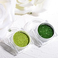 Green Chrome Nail Powder 2 Jars Nail Art Magic Mirror Powder Chrome Pigment Powder Green Apple Raisins Chrome Nail Powder Manic