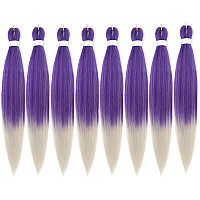 Braiding Hair Pre Stretched 8 Packs Prestretched Braiding Hair 26 Inch Ombre Braiding Hair Itch Free Purplegrey Yaki Syntheti