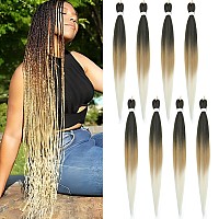 Braiding Hair Pre Stretched 8 Packs Prestretched Braiding Hair 30 Inch Ombre Braiding Hair Itch Free 1B27613 Yaki Synthetic