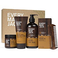 Every Man Jack Mens Sandalwood Grooming Set Five Fullsized Essentials Wash Lotion Hydrating Oil Butter And Comb