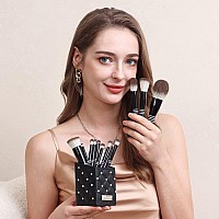 Bueart Design 16Pcs Ultra Soft Labeled Makeup Brushes Set With Holder Case Cosmetic Make Up Brush Set 16Pcs Black Rose Redhold