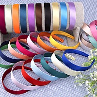 Duufin 30 Pieces Satin Headband For Women And Girls 1 Inch Hard Headbands In 30 Colors Plastic And Satin Fabric Simple And Pr