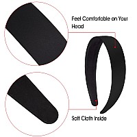 Siquk 30 Pieces Black Satin Headbands 1 Inch Wide Hair Headband Nonslip Satin Hard Headband Diy Headbands For Women