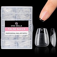 Una Gella 504Pcs Extra Short Gel X Nail Tips Coffin Shape Pre Etched Glue On Fake Nails No C Curve For Women Acrylic Press On