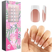 Una Gella French Fake Nails 288Pcs French Gel X Nail Tips Long Square Ungrade 4In1 Prebuff French Tips Press On Nails Saving