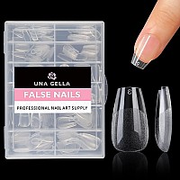 Una Gella Short Coffin Fake Nails 216Pcs Short Coffin Press On Nails Preshape Short Coffin Gel Nail Tips For Full Cover Acrylic