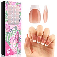 Una Gella French Gel Nail Tips 288Pcs Short Coffin French Gel X Nail Tips Ungrade 4In1 Short Coffin False Nails Tips Prebuff