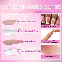 Una Gella French Gel Nail Tips 288Pcs Short Coffin French Gel X Nail Tips Ungrade 4In1 Short Coffin False Nails Tips Prebuff